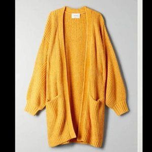 Wilfred Free Aritzia Marigold Yellow Chenille Open Relaxed Sweater Size S